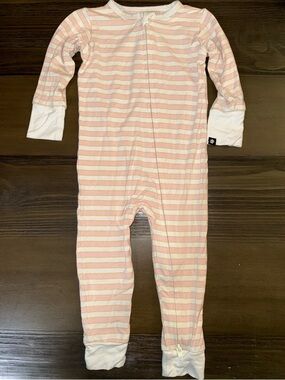 Pink & White Striped Zipper Pajamas